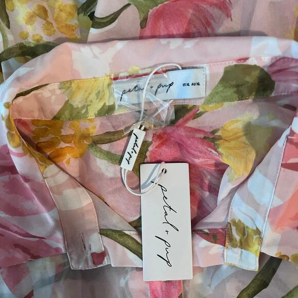 New Petal + Pup Acacia Blossom Floral Sheer Long Sleeve Blouse XL NWT - Picture 8 of 9